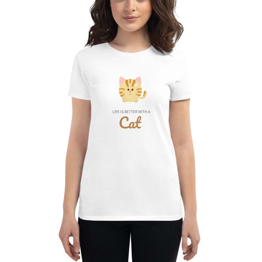 “Life is Better with a Cat” Tabby Cat – Women’s short sleeve t-shirt - Image 2