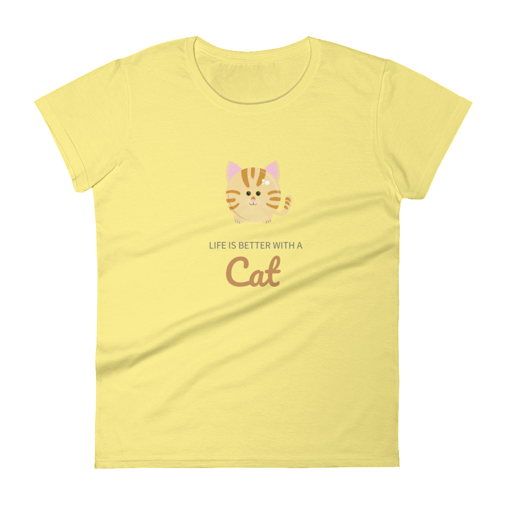 “Life is Better with a Cat” Tabby Cat – Women’s short sleeve t-shirt - Image 3
