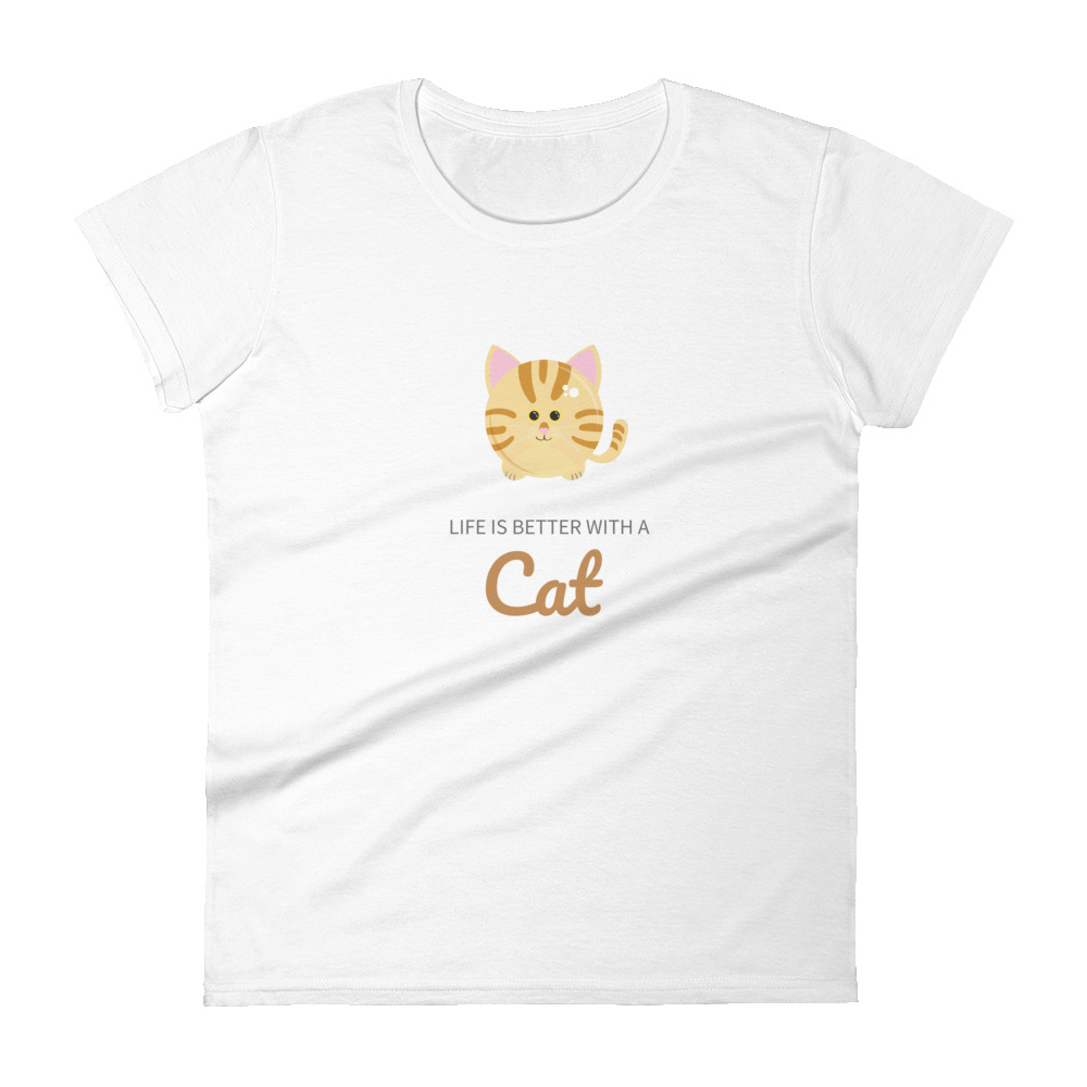 “Life is Better with a Cat” Tabby Cat – Women’s short sleeve t-shirt
