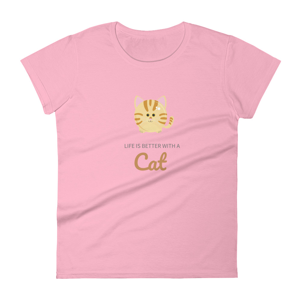 “Life is Better with a Cat” Tabby Cat – Women’s short sleeve t-shirt - Image 4